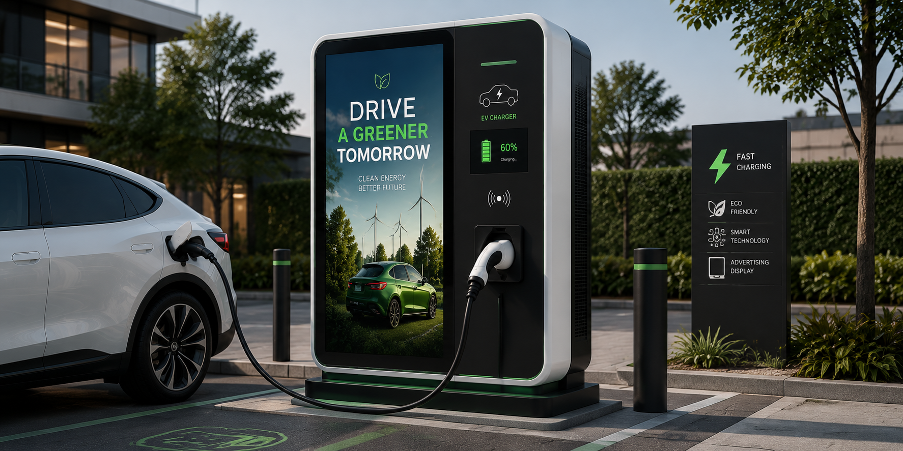 Charger with integrated advertising display